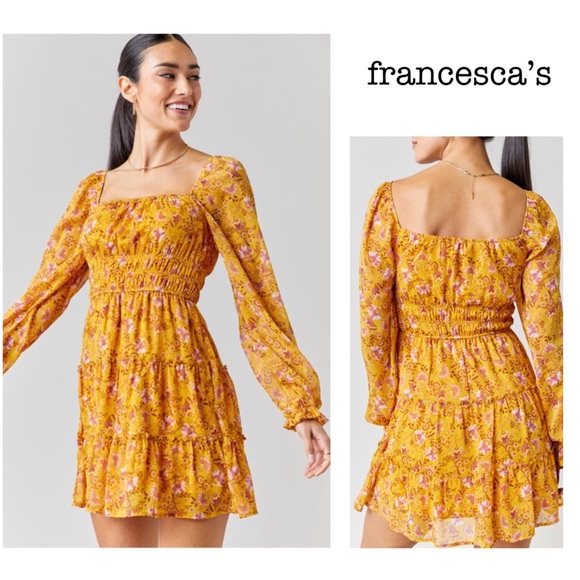 Francesca's Collections Dresses & Skirts - NEW FRANCESCA’S CODY FLORAL SMOCKED MINI DRESS
